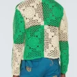 access-daily-scott-evans-green-and-ivory-crochet-knit-shirt