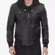 black-leather-hooded-bomber-jacket-free-shipping