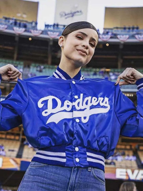 los-angeles-sofia-carson-dodgers-satin-jacket